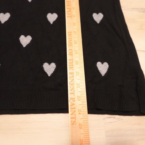 M Magaschoni Women M Sweater Black Gray Heart Print Pullover Stretch Knit - Picture 7 of 7